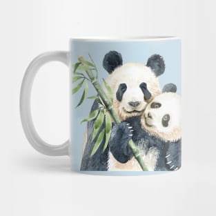 Mom panda baby bamboo watercolor hand drawn Mug